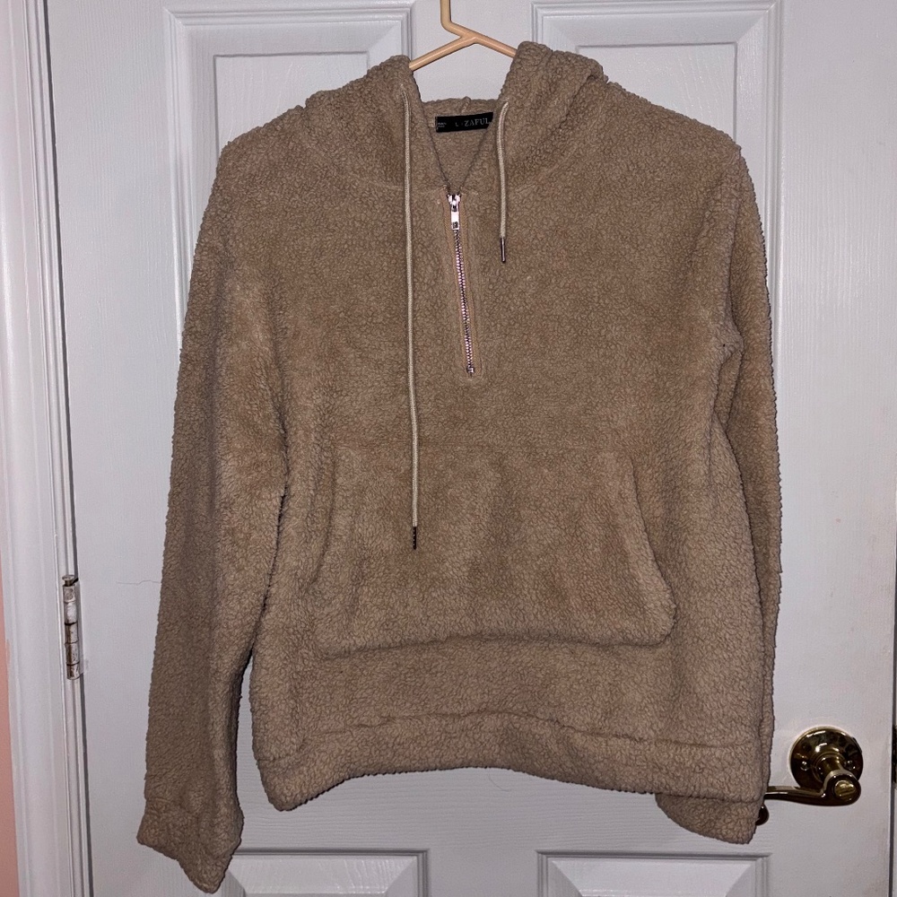 ☕️ ZAFUL Cozy Teddy Half-Zip Hoodie | Size L